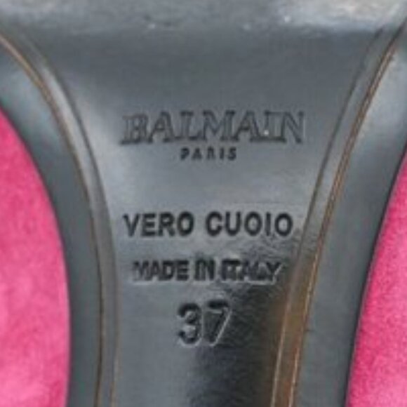 Balmain Fuchsia Suede Leather Pointed Toe Pump Size 37 (US 6.5) - Picture 9 of 10